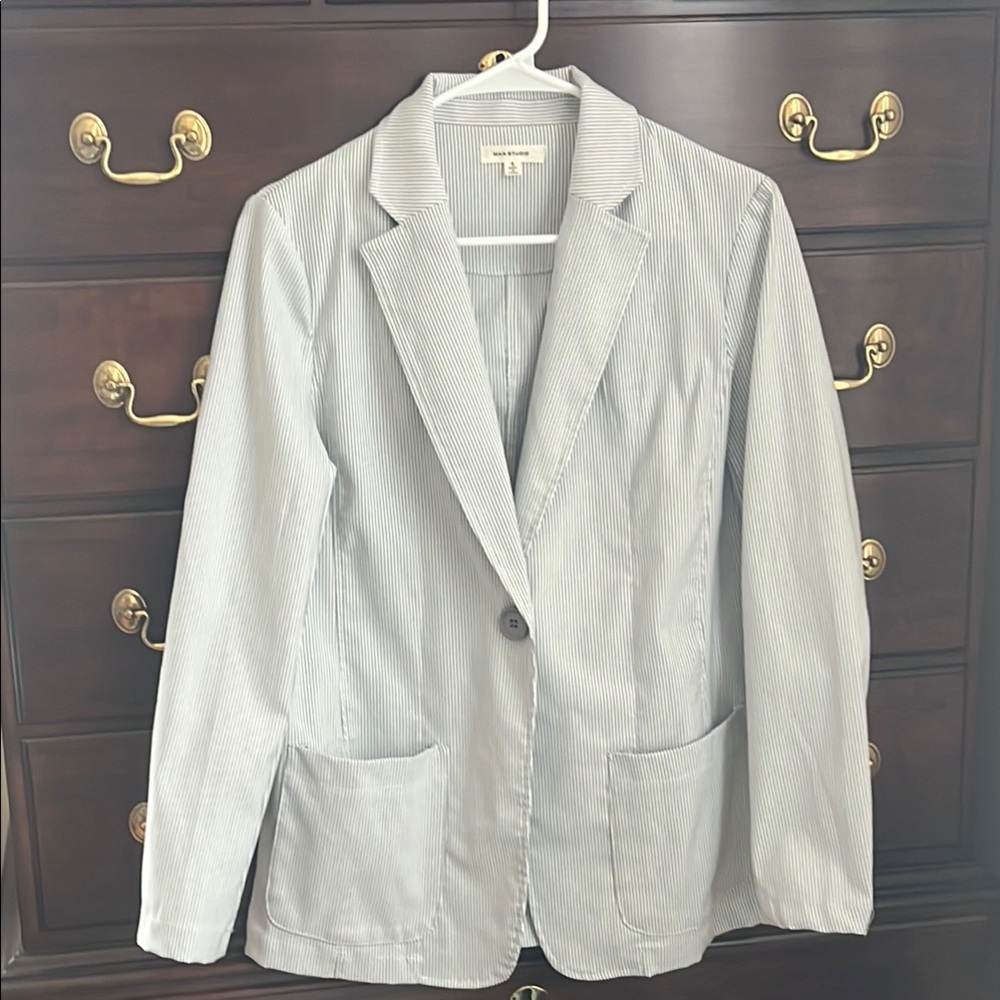 Women's Gray Striped Blazer